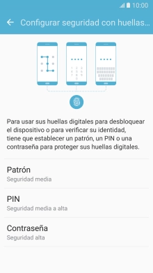 Pulsa el código de seguridad deseado y sigue las instrucciones de la pantalla para crear el código seleccionado.
