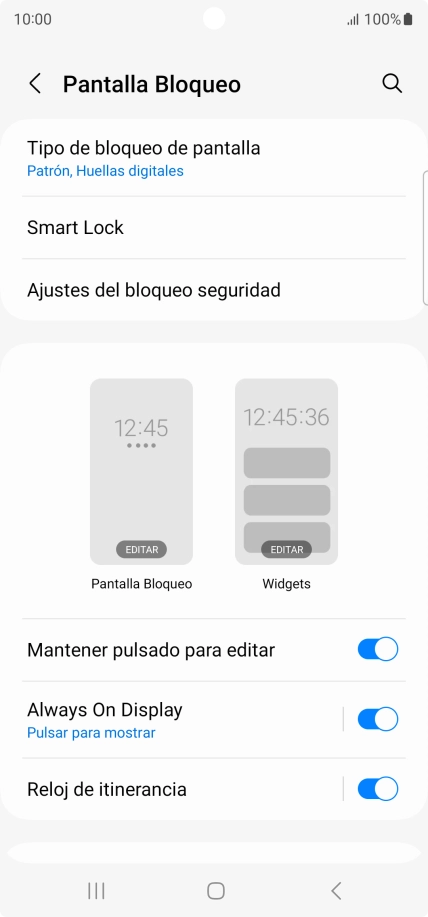 Pulsa Tipo de bloqueo de pantalla e introduce el código de seguridad extra que has creado anteriormente.
