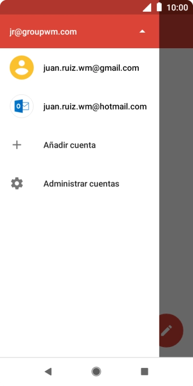 Pulsa la cuenta de correo electrónico deseada.