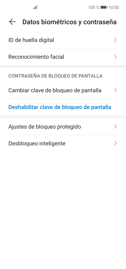 Pulsa Deshabilitar clave de bloqueo de pantalla.