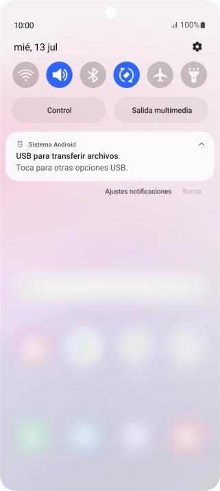 Pulsa Toca para otras opciones USB..
