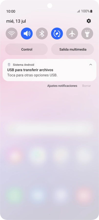 Pulsa Toca para otras opciones USB..