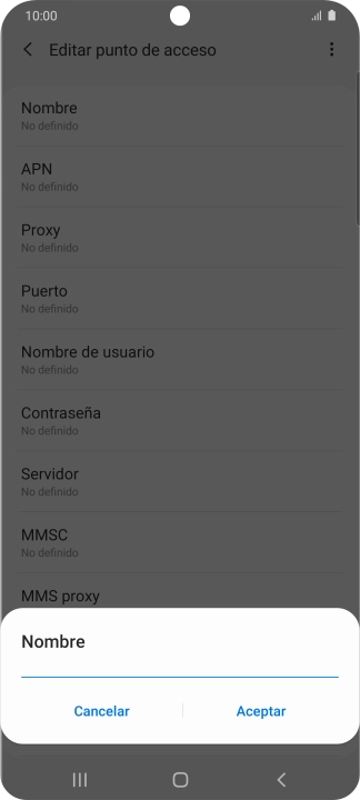 Introduce Vodafone Internet y pulsa Aceptar.