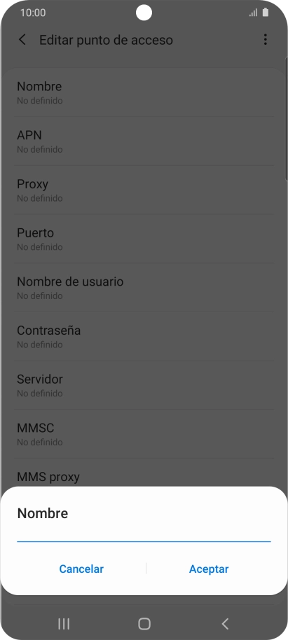 Introduce Vodafone Internet y pulsa Aceptar.