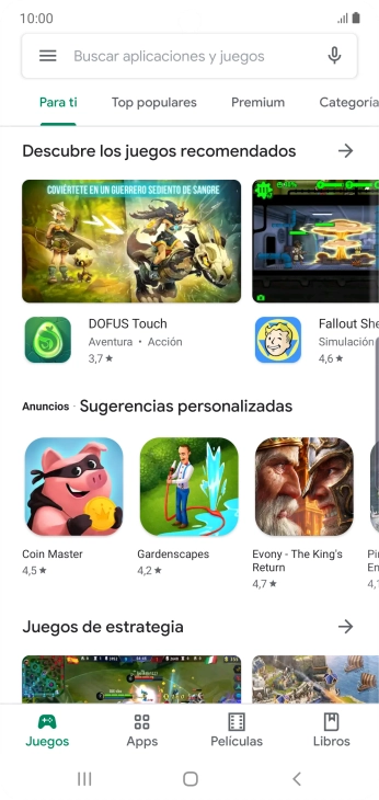 Pulsa en el campo de búsqueda.