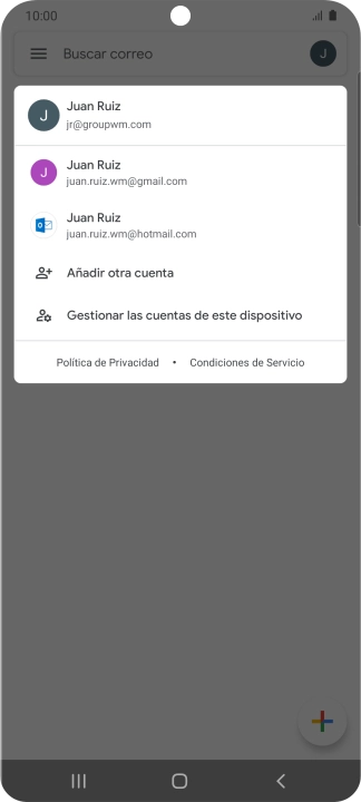 Pulsa la cuenta de correo electrónico deseada.