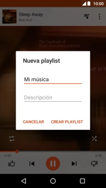 Introduce el nombre deseado de la lista de reproducción y pulsa CREAR PLAYLIST.