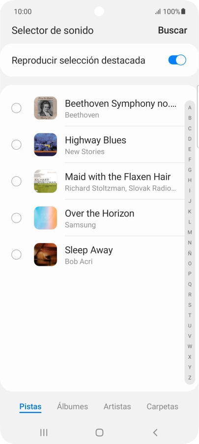 Pulsa los timbres de llamada deseados para escucharlos.