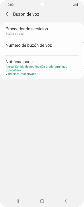 Pulsa Número de buzón de voz.