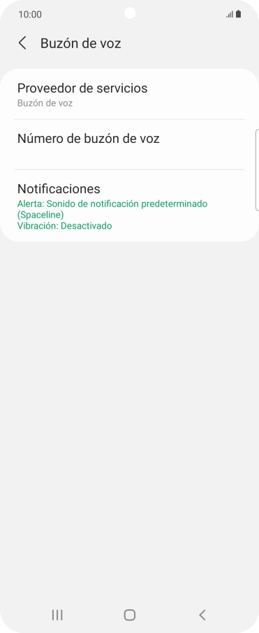 Pulsa Número de buzón de voz.