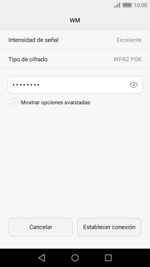 Introduce la contraseña de la red wifi y pulsa Establecer conexión.