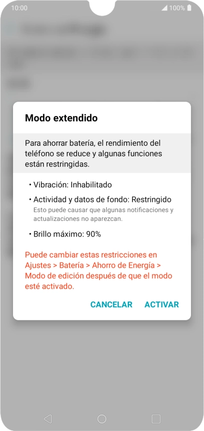 Pulsa ACTIVAR para activar la función.