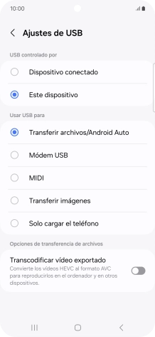 Pulsa Transferir archivos/Android Auto.