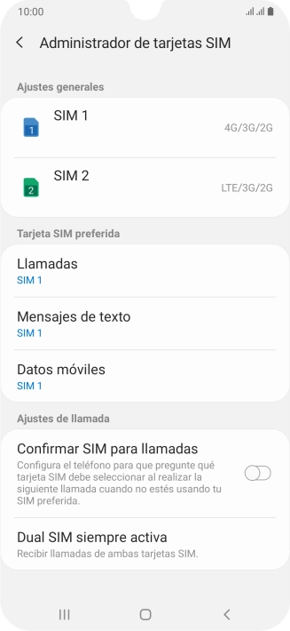 Pulsa la tarjeta SIM deseada.