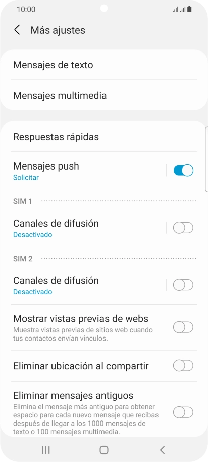 Pulsa Mensajes de texto.