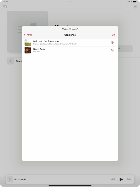 Desplázate a la categoría deseada y pulsa el archivo de música deseado.