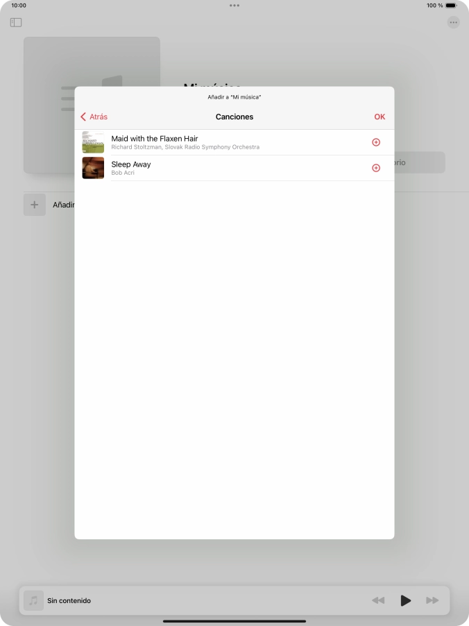 Desplázate a la categoría deseada y pulsa el archivo de música deseado.