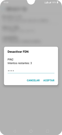 Introduce el código PIN2 y pulsa ACEPTAR.