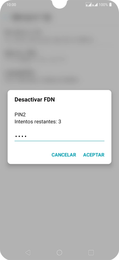 Introduce el código PIN2 y pulsa ACEPTAR.