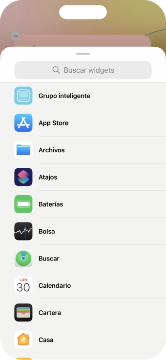 Pulsa el widget deseado.