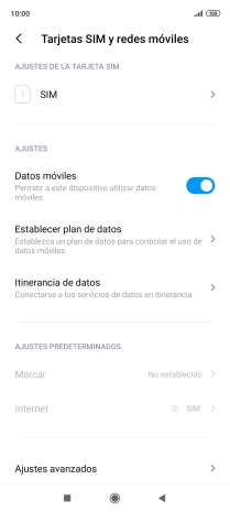 Pulsa el nombre de la tarjeta SIM.