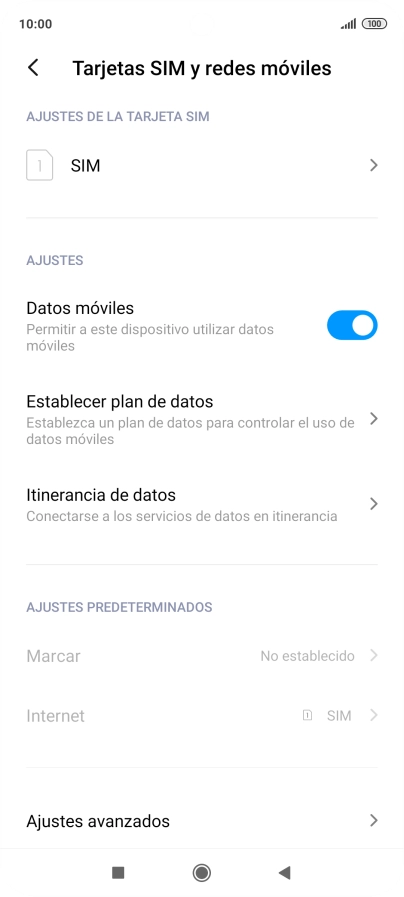Pulsa el nombre de la tarjeta SIM.