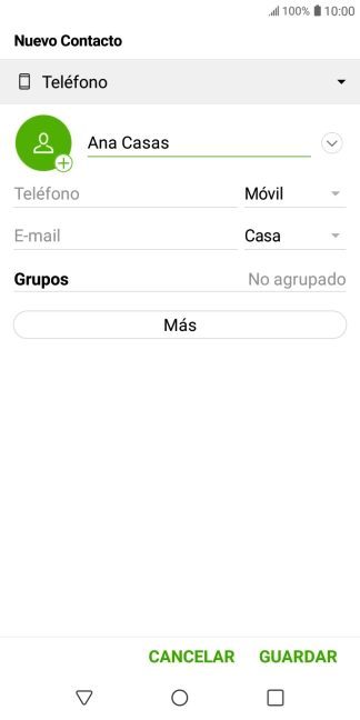 Pulsa Teléfono e introduce el número de teléfono deseado.