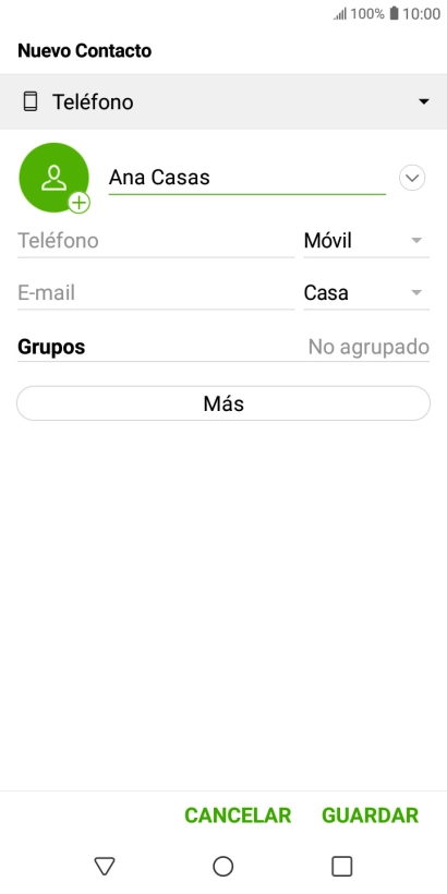Pulsa Teléfono e introduce el número de teléfono deseado.