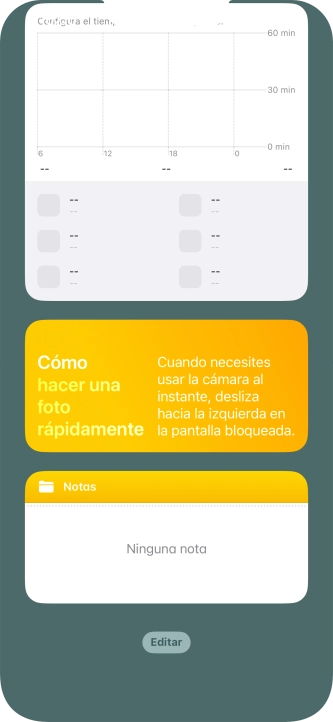 Pulsa el widget deseado hasta que aparezca un menú emergente en la pantalla.