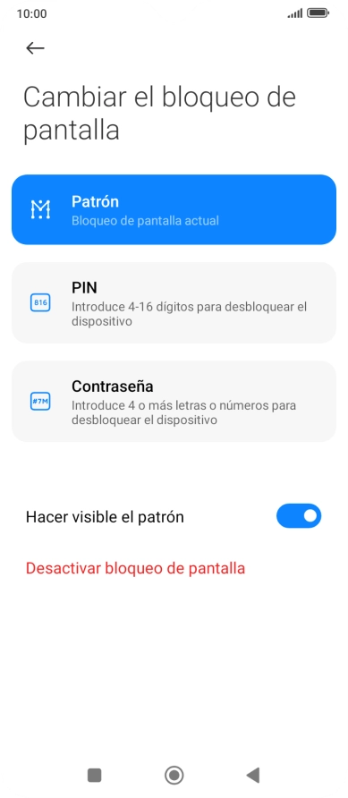 Pulsa Desactivar bloqueo de pantalla e introduce el código de seguridad extra que has creado anteriormente.