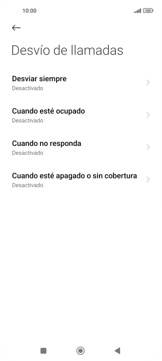 Pulsa el tipo de desvío deseado.