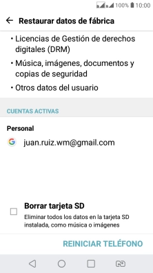 Pulsa REINICIAR TELÉFONO.