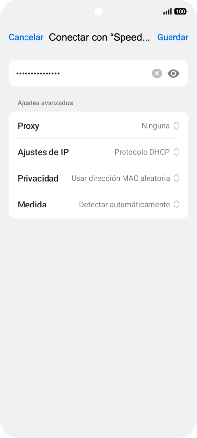 Introduce la contraseña de la red wifi y pulsa Guardar.