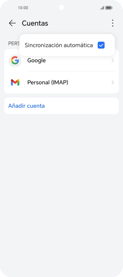 Pulsa Sincronización automática para activar o desactivar la función.