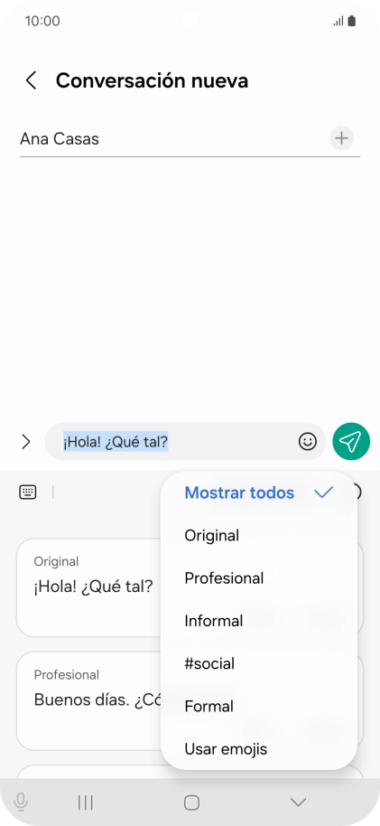 Pulsa el estilo de escritura deseado.