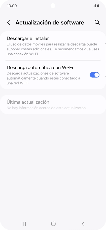 Pulsa Descargar e instalar. Si hay una versión de software nueva disponible, aparecerá ahora en la pantalla. Sigue las indicaciones de la pantalla para actualizar el software del teléfono.