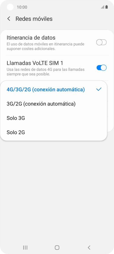 Pulsa el tipo de red deseado.