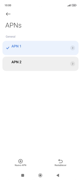 Pulsa la conexión de datos deseada para activarla.
