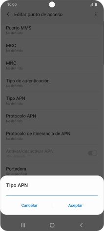 Introduce default y pulsa Aceptar.