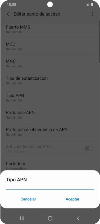 Introduce default y pulsa Aceptar.
