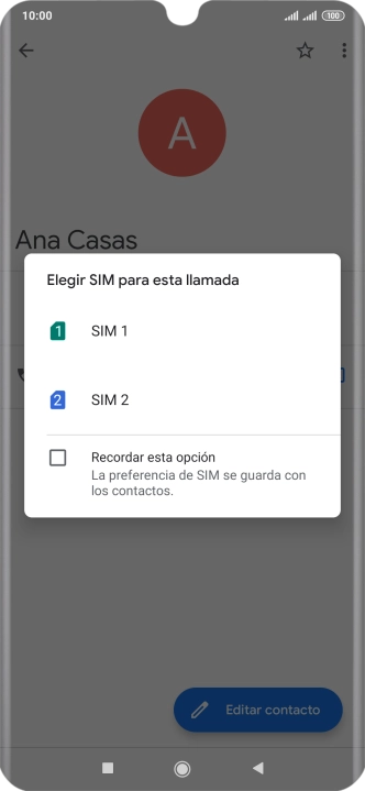 Pulsa la tarjeta SIM deseada.