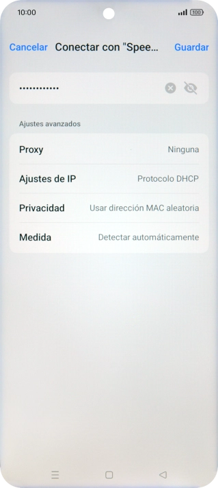 Introduce la contraseña de la red wifi y pulsa Guardar.