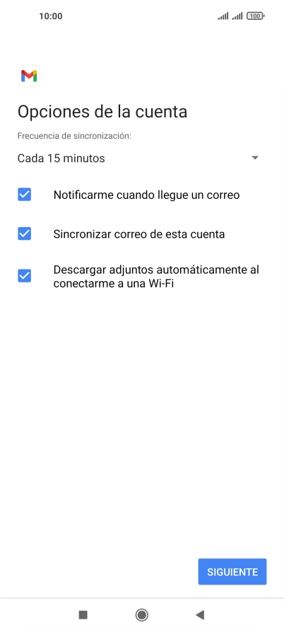 Si aparece en la pantalla esta imagen, tu cuenta de correo electrónico ha sido reconocida y configurada automáticamente. Sigue las indicaciones de la pantalla para introducir más información y terminar la configuración.