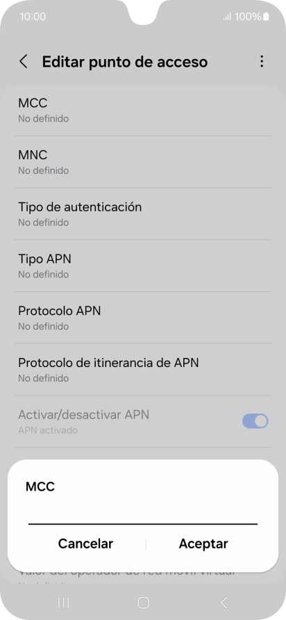 Introduce 214 y pulsa Aceptar.