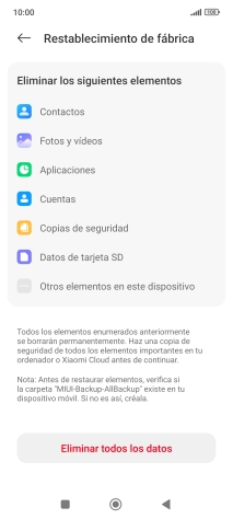 Pulsa Eliminar todos los datos.