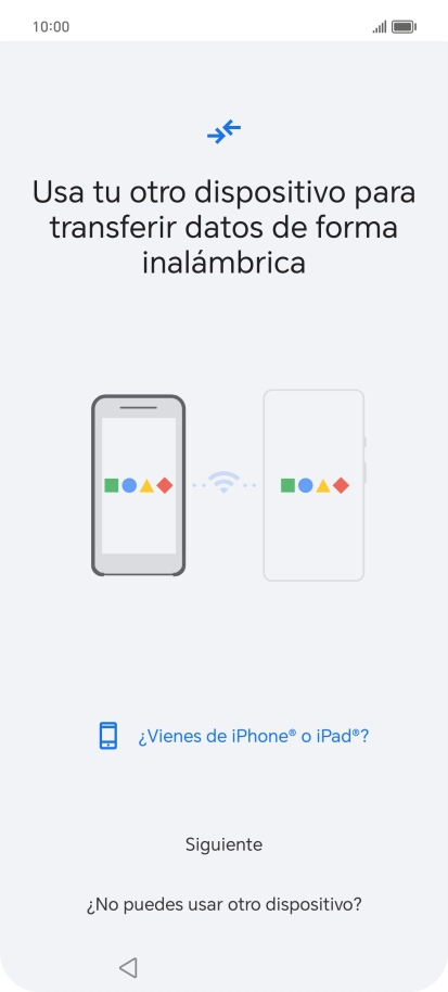 Sigue las indicaciones de la pantalla para transferir contenido desde el otro teléfono y finalizar la activación de tu teléfono.