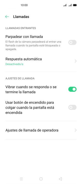 Pulsa Ajustes de llamada de operadora.