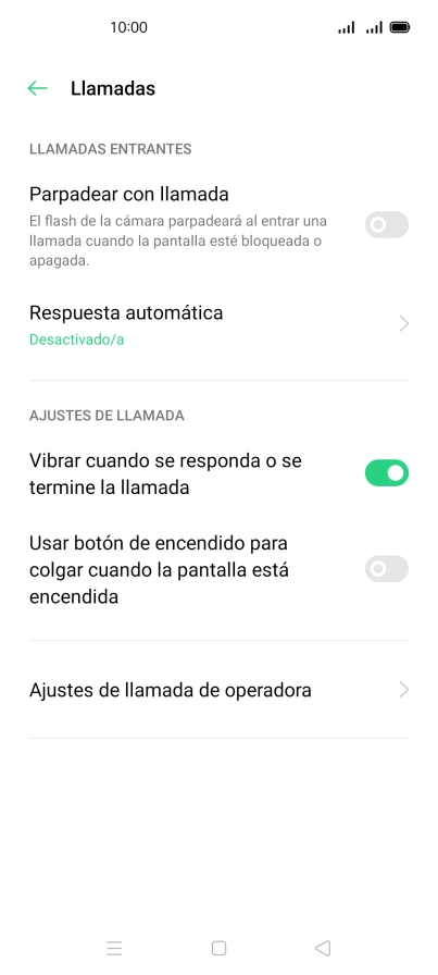 Pulsa Ajustes de llamada de operadora.