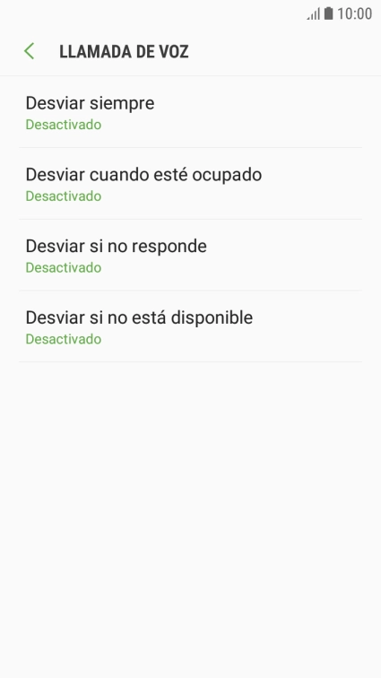 Pulsa el tipo de desvío deseado.