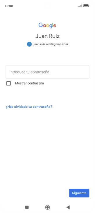 Pulsa Introduce tu contraseña e introduce la contraseña de tu cuenta de Google.